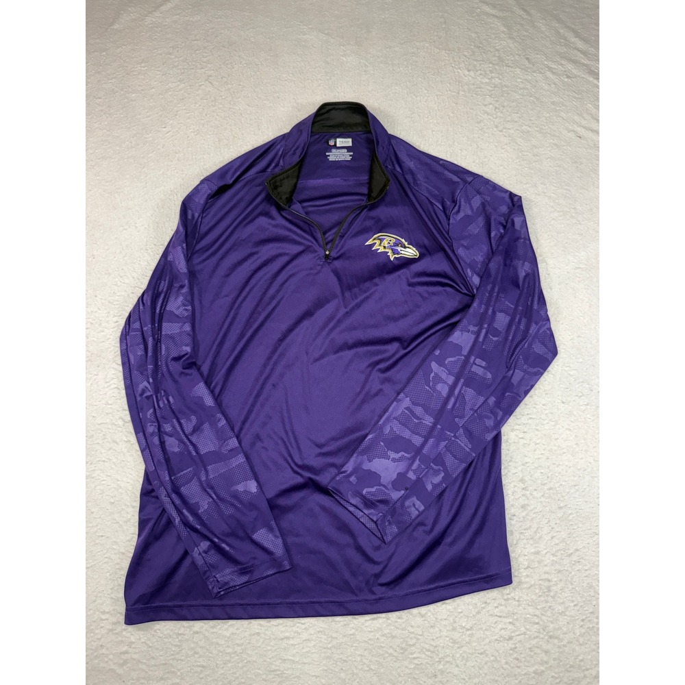 NFL Team Apparel Baltimore Ravens Mens 2XL Purple Camo Quarter Zip Pullover